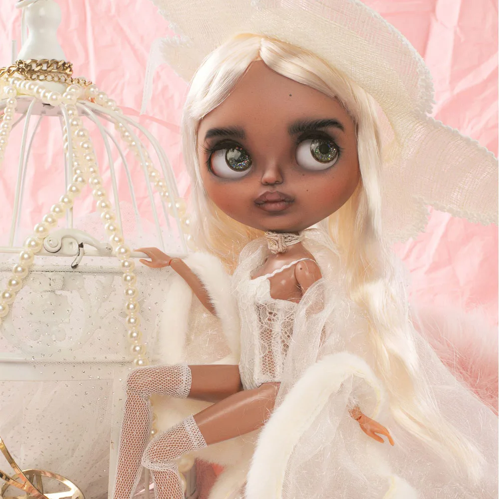 Po meri blyth lutka LEDENO lutka z ličila obraz tan koža z Rjave las Dekle darilo Kul dekle ličila lutka lepo dekle DIY lutka