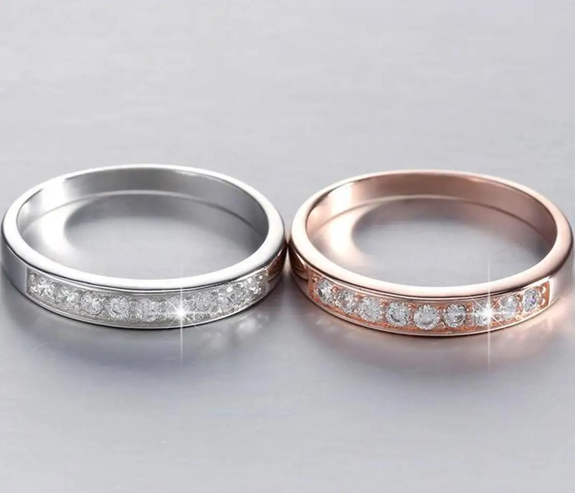 Po meri Ljubitelje Rose Zlata prstana DIY Engrave Ime Datum Nerjavečega Jekla Poročni Prstani za Ženske, Moške Ljubimec Obletnico Nakit Darilo