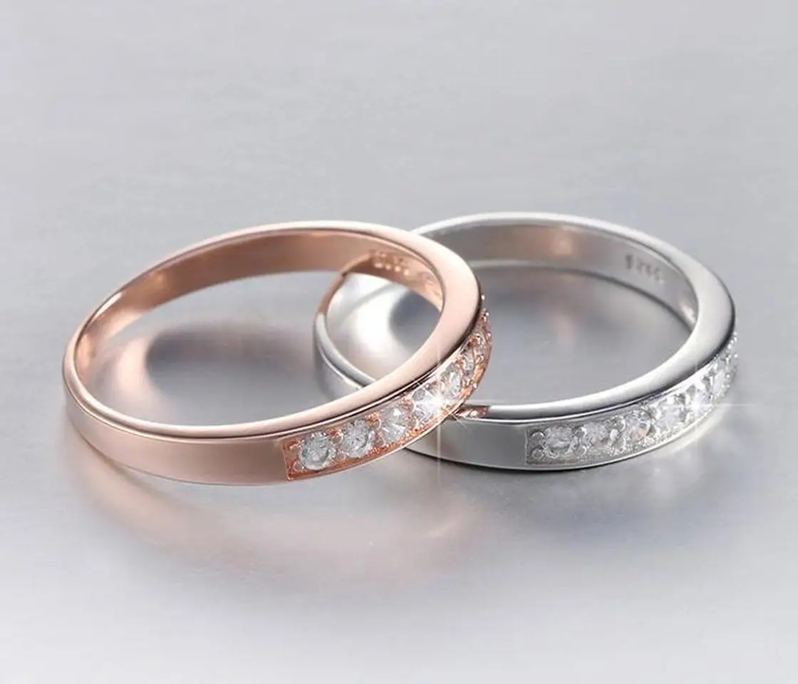 Po meri Ljubitelje Rose Zlata prstana DIY Engrave Ime Datum Nerjavečega Jekla Poročni Prstani za Ženske, Moške Ljubimec Obletnico Nakit Darilo
