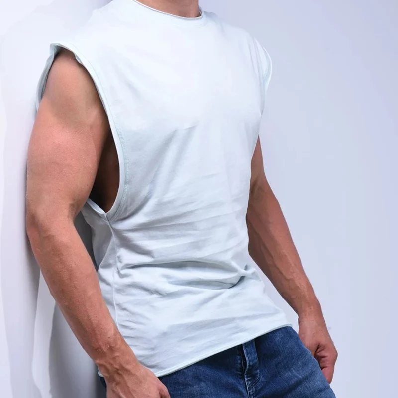 Po meri LOGO Moških brez Rokavov Bombaž Vrhovi Tank Bodybuilding Spodnja Oblačila Telovadnici Fitnes Telovnik Šport O-Vratu, ki Teče T-Shirt