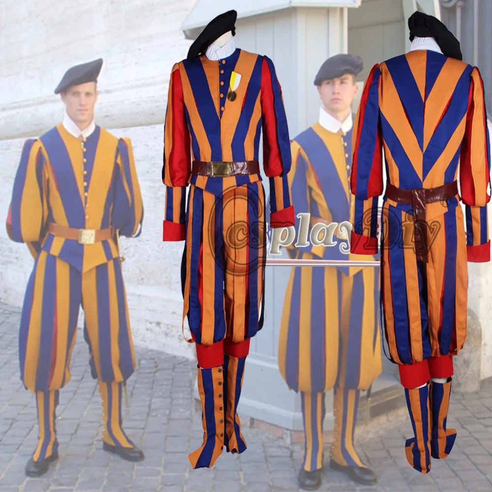 Po meri Narejene Karneval Švica vojaki kostum za odrasle moške in ženske spolne cosplay kostum švicarske garde enotno D0221