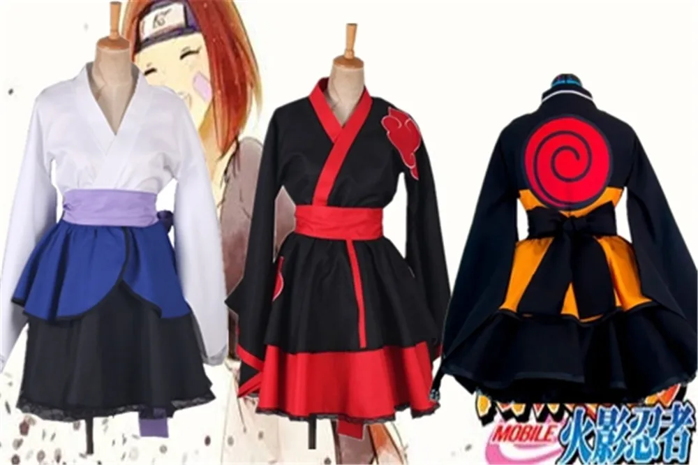 Po Meri Naruto Shippuden Naruto Uzumaki Ženski Lolita Kimono Obleko Lasuljo Anime Cosplay Kostum Za Ženske Oblačila