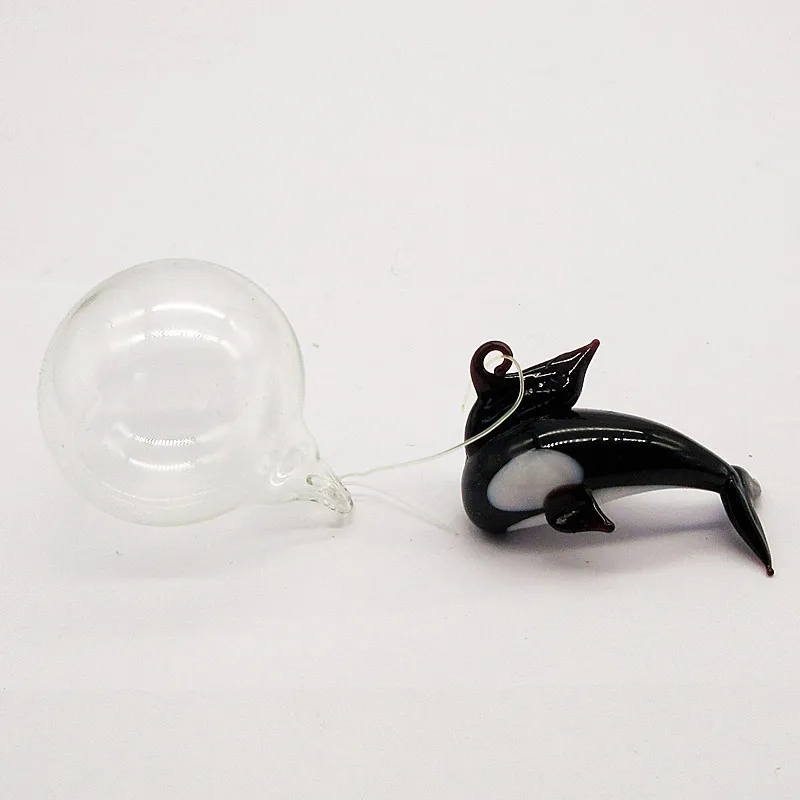 Po meri ročno plavajoče stekla orka Mini Figur akvarij dekoracijo obesek Dodatki art Morskih živali orcas kip