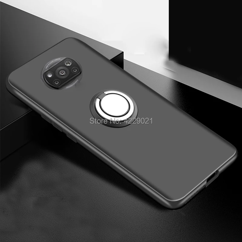 Poco X3 Primeru Luksuznih Magnetna Avto Prst Prstan Nosilec Nosilec za Telefon Mehka TPU Kritje Za Xiaomi Pocophone X3 NFC Pocox3 Couqe Fundas