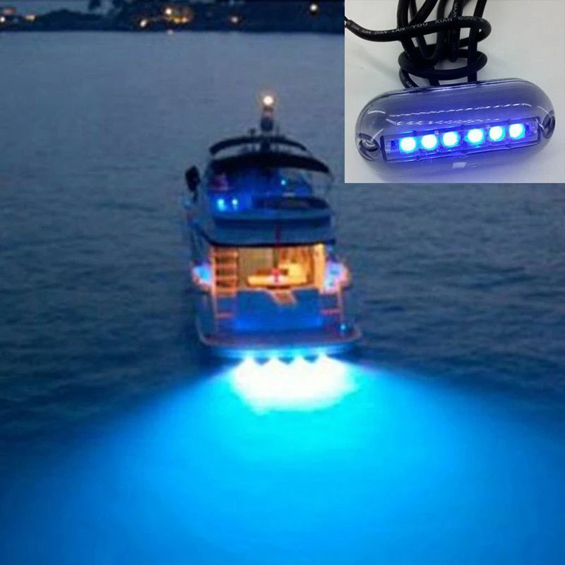 Podvodne luči, nočna pokrajina razsvetljava za ribiških čolnov, 6 LED nepremočljiva 12V osvetlitev orodja ED plastičnih podvodne luči