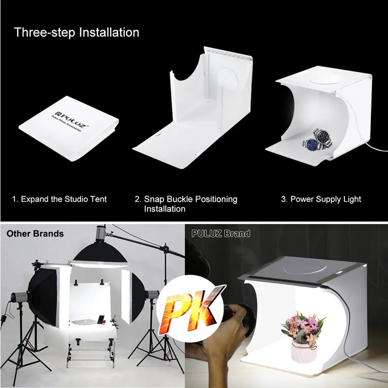 Poklic Fotografski Pribor, Namizni Foto Studio Polje 20 cm, Zložljiva Namizni Fotograranje Polje Svetlobe 6 Barv Photobox Softbox