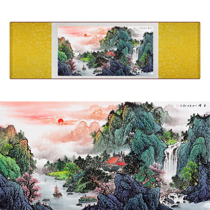 Pokrajina umetnosti slikarstva Gore in Reke umetnosti slikarstva Sunburst slikarstvo Kitajski pokrajini painting19062921
