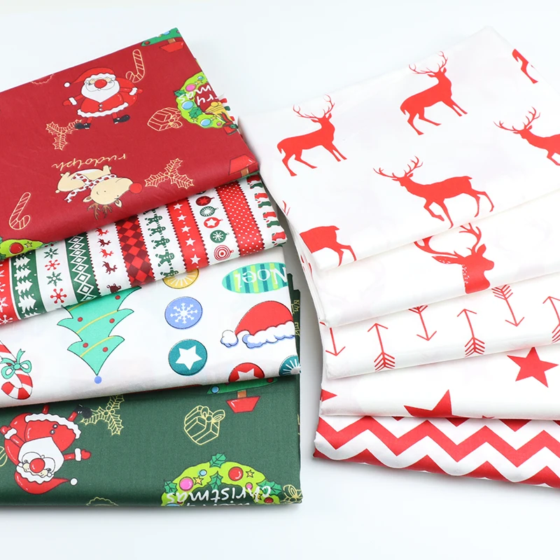 Pol Metra Novega Božič Bombažne Tkanine Za Quilting DIY Šivanje Telas Božično Drevo Lollipop Santa Elk Zasnovo Tkanine D20