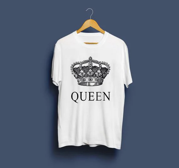 Poletje 2019 T-shirt za Par, KRALJ, KRALJICA ženske Kron Tiskanje, Vzorec Bela Tshirt Mehko Harajuku Smešno Pismo Tiskanje Vrhovi