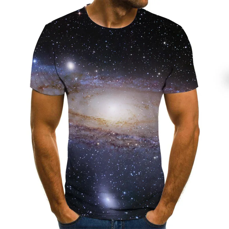 Poletje 3D Tiskanje moška T-Shirt Priložnostne Kratek Rokav O-Vratu moška T-Shirt Moda Galaxy Zvezda Tiskanja 3D T-Shirt Vrh