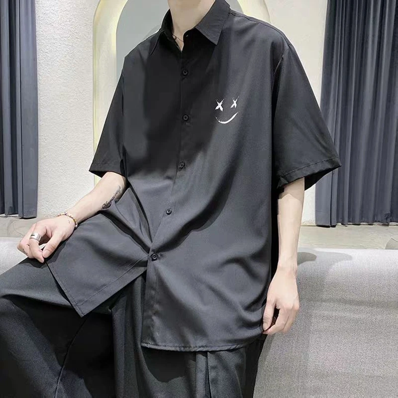 Poletje moški print majica Hong Kong slog trendy študent vse-tekmo srajco visoke kakovosti udobno fashion majica