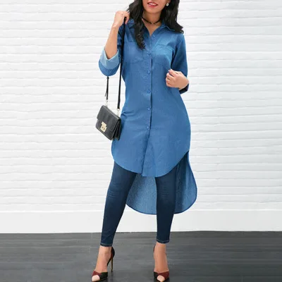Poletje Pomlad T-shirt Spredaj Kratka Modra Dolg Rokav Bluzo Muslimanskih Moda Vrhovi Ženske Islamska Oblačila Abaya Jopico Kimono