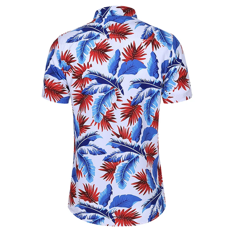 Poletje Rokavi Moški 2020 Nov Modni Cvet Natisnjeni Kratek Rokav Srajce, Mens Plus Velikost Hawaiian Beach Vrhovi Bluzo Moški 5XL 6XL 7XL