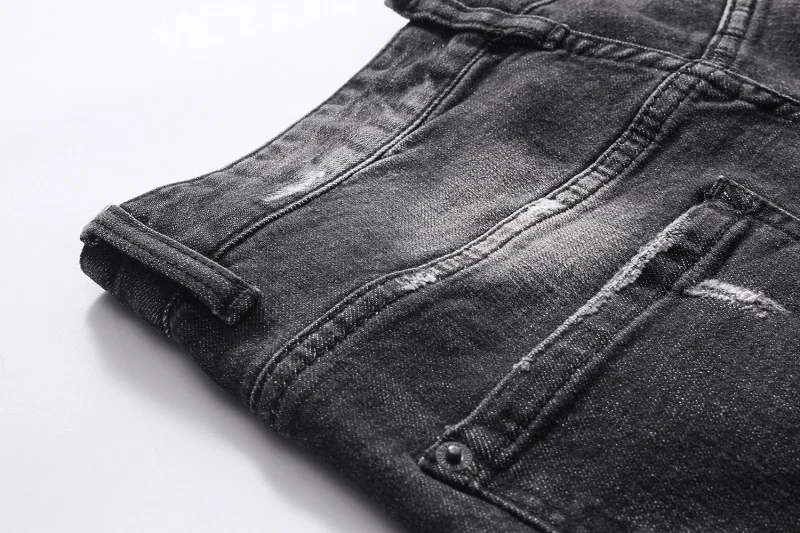 Poletje Slog Evropske Italija blagovne znamke kavbojke Slim mens Kratke kavbojke Moški traper hlače zadrgo trak luknjo modro luknjo Hlače jeans