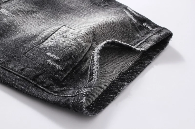 Poletje Slog Evropske Italija blagovne znamke kavbojke Slim mens Kratke kavbojke Moški traper hlače zadrgo trak luknjo modro luknjo Hlače jeans