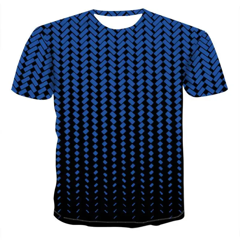 Poletje T-shirt Mens Geometrijski 3D tridimenzionalni Vzorec Digitalni Tisk T-shirt Moški Kratek Rokav Slim Fit Vrhovi Tees