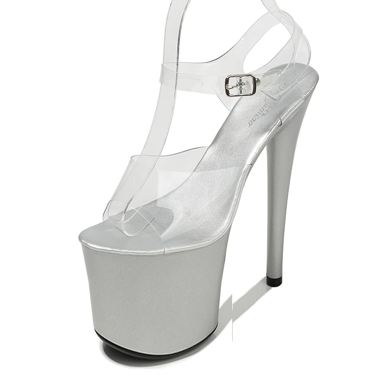 Poletje Vroče prodaje Crystal Globe Sandali Velika Velikost Debele platforme 8 cm Seksi Fetiš Trend barve 20 CM, striper (desorber) Visoko peto čevlje