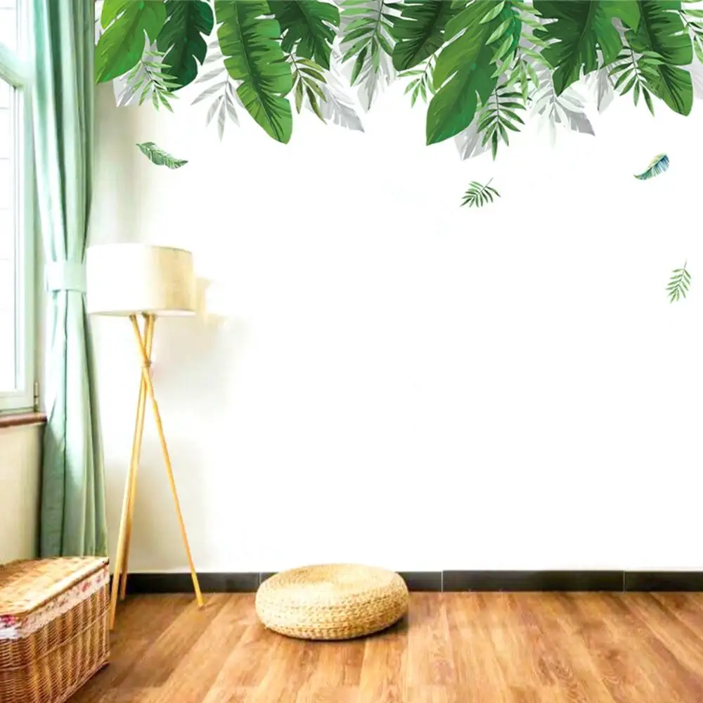 Poletje Zelenih Listov Stenske Nalepke Ozadju Dnevna Soba Art Decals Domov DIY Dekoracijo Za dnevno Sobo, Kuhinjo, 1 Set