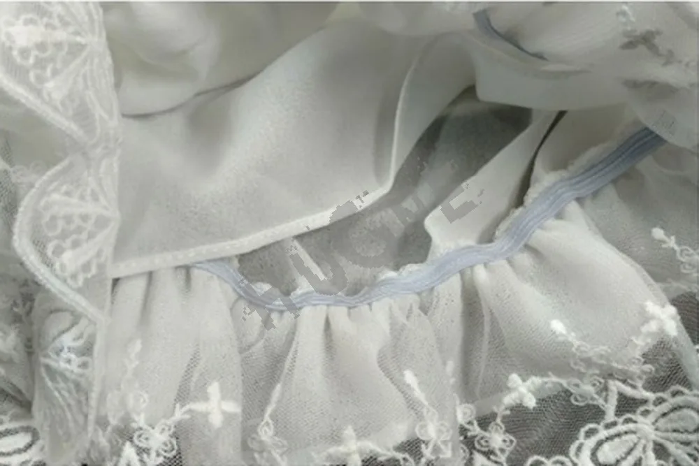 Poletje šifon Sweet Lolita hlačke Bloomers hlače Čipke Trim Ruffles Bele elastične tkanino