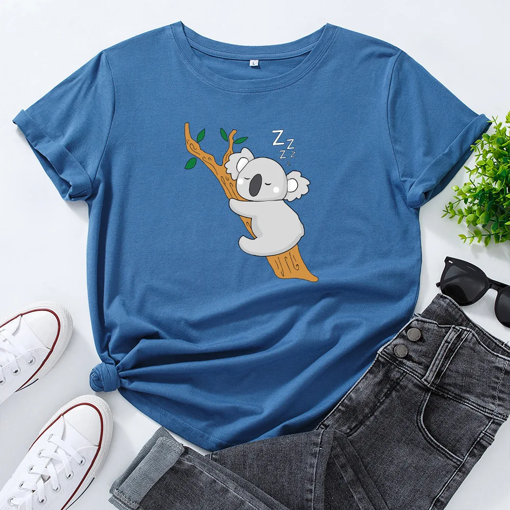 Poletje Ženske T-shirt Bombaž Srčkan Koala Tiskanja Plus Velikost 5XL Kratek Rokav Tshirts Moda Priložnostne Roza Vrhovi Smešno Graphic Tee Majica