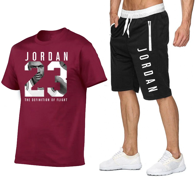 Poletne moške in ženske, modni trend Jordan 23 obleko priložnostne šport kratki rokavi T-shirt + športne hlače tekaški športni obleko 2021