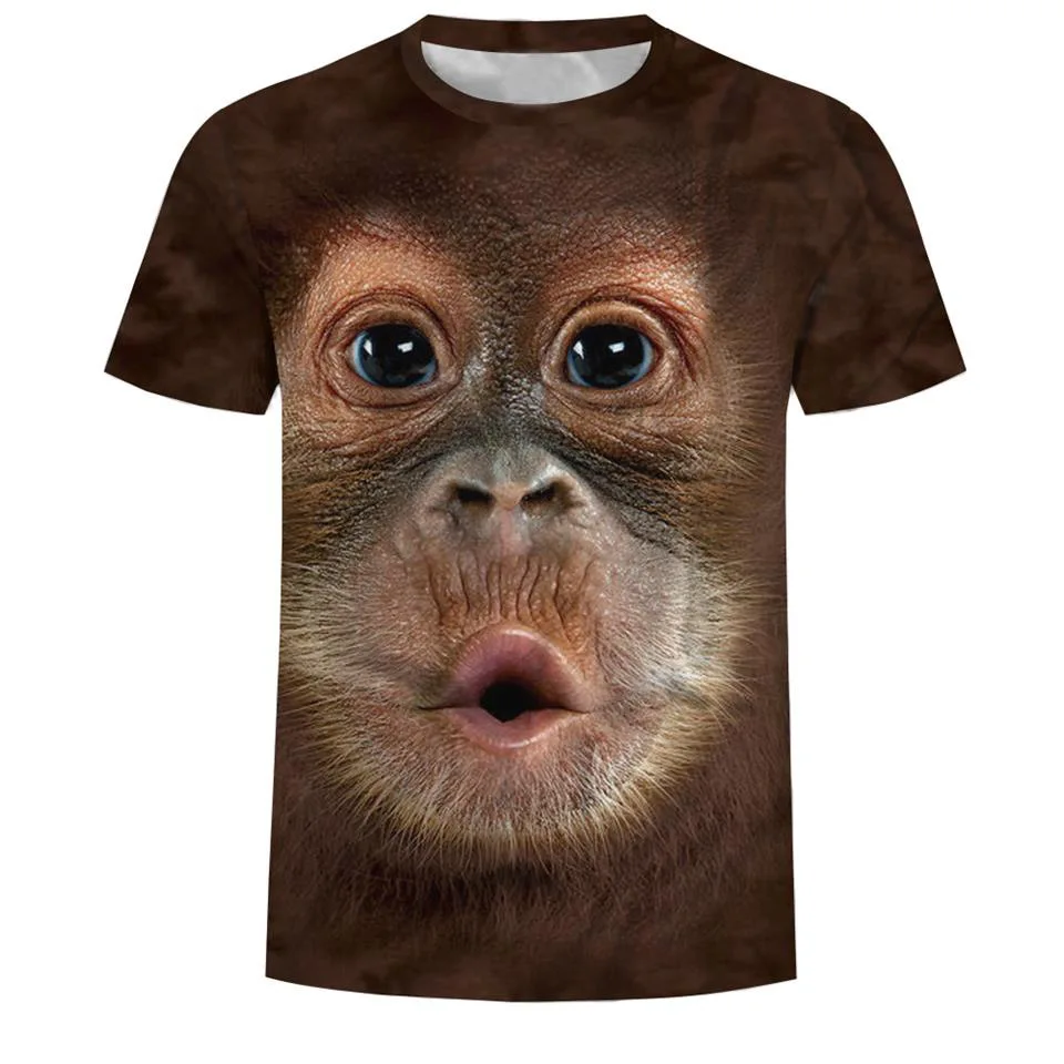 Poletne Moške Majice 3D Tiskanja Živali Opica tshirt Kratek Rokav Smešno debelušnih opica Oblikovanje Priložnostne Vrhovi Tees moška oblačila