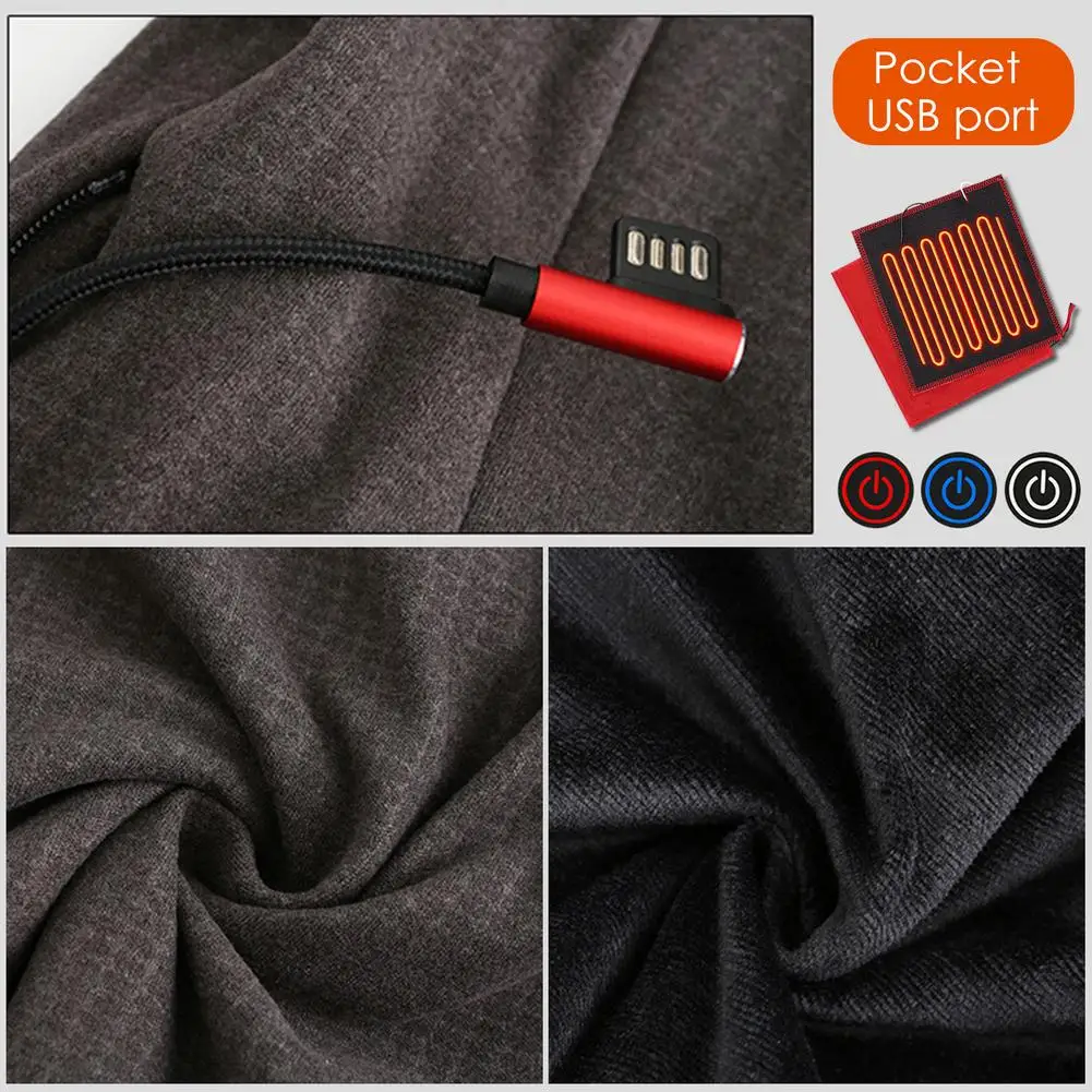 Poliester Vlaken Pozimi Plus Žamet Zadebelitev Ogrevanje Oblačila USB Ogrevanje Tople Vrh Toplo Dolg Rokav T-shirt