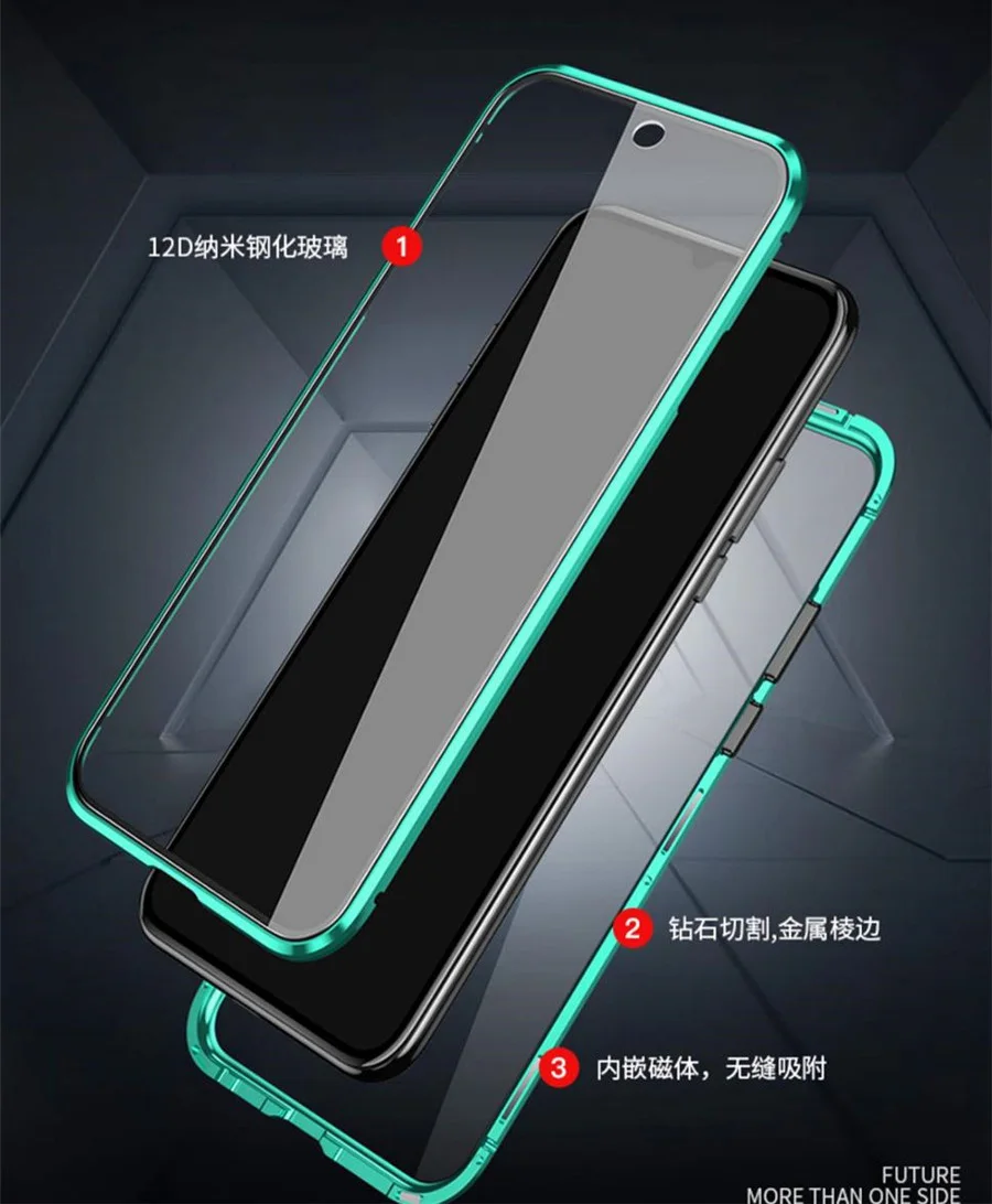 Poln Kozarec Magnetnih Kovin Odbijača Primeru za Xiaomi redmi 9 Kaljenega Stekla Nazaj Kritje za Redmi 9 Telefon Primeru