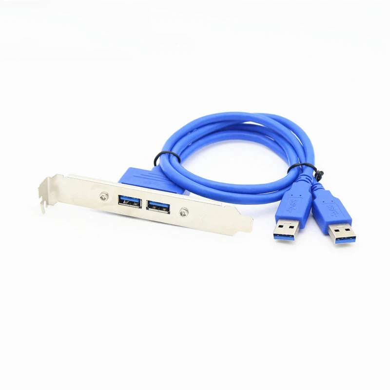 Polni Velikosti Nosilec 2-port USB 3.0 Tip A Moški-Ženska Nazaj Plošče Razširitev Podatkovnega Kabla z Režo PCI Ploščo 50 CM Modra
