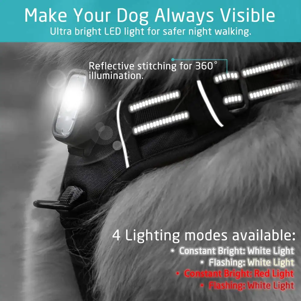 Polnilna Črn Najlon LED Bliskavica, Št Potegnite Nastavljiv Pes Pas Odsevni Varnostni Pet Telovnik Za Velike Pse LED Pes Ovratnik