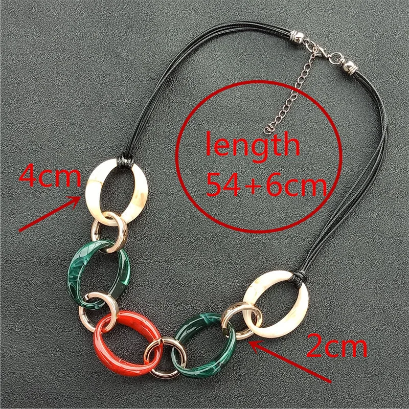Pomlad akrilna barva, ki visi krog geometrijske pretirana ogrlico, obesek, usnjena vrv dolg odsek ženske ogrlica femme koly