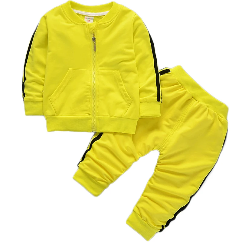 Pomlad Jesen Baby Dekleta Kompleti Oblačil Otroci, Oblačila, Otroški Trak Fantje Suknjič Coats Pulover + Hlače Trenirka Bombaž Obleke