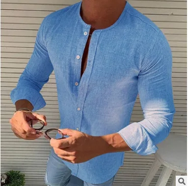Pomlad jesen krog vratu perilo barva moška majica NAS velikosti dolg rokav udobno dihanje visoko kakovost moški bluzo