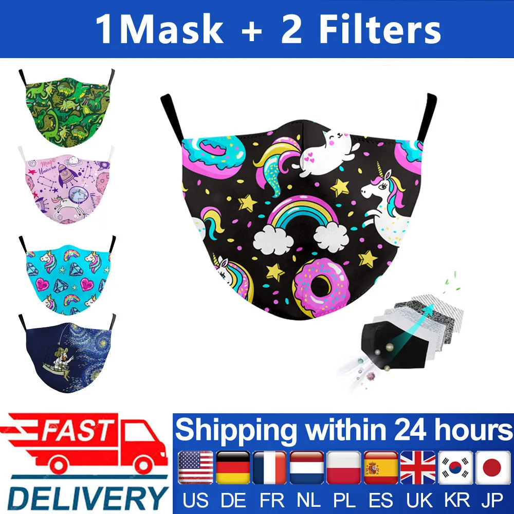 Ponovno Stroj Tkanine Masko Usta Lepe Risanke Print Masko Otroci Zaščitne Maske Otrok Prah Usta Kritje Maske