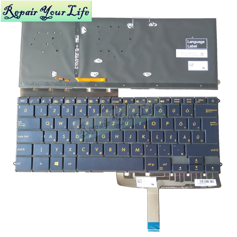 Popravila Si Življenje laptop tipkovnici za ASUS ZenBook 3 Deluxe UX490 UX490CA UX490UA Madžarska standard HU osvetljene tipkovnice