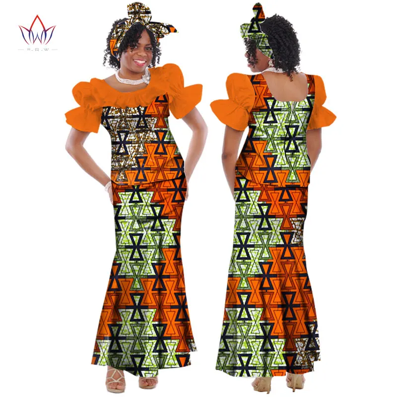 Poročna Obleka 2020 Poletje Tradicionalne Afriške Obleke Za Ženske O-vrat Krilo Nastavite Dashiki Plus Velikost Oblačila Bombaž Naravnih WY169