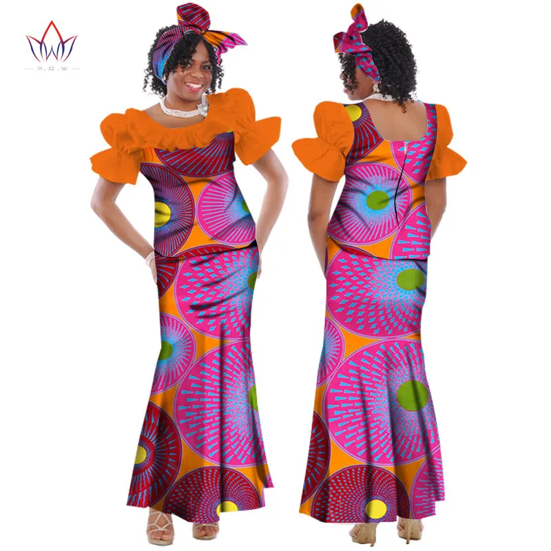 Poročna Obleka 2020 Poletje Tradicionalne Afriške Obleke Za Ženske O-vrat Krilo Nastavite Dashiki Plus Velikost Oblačila Bombaž Naravnih WY169