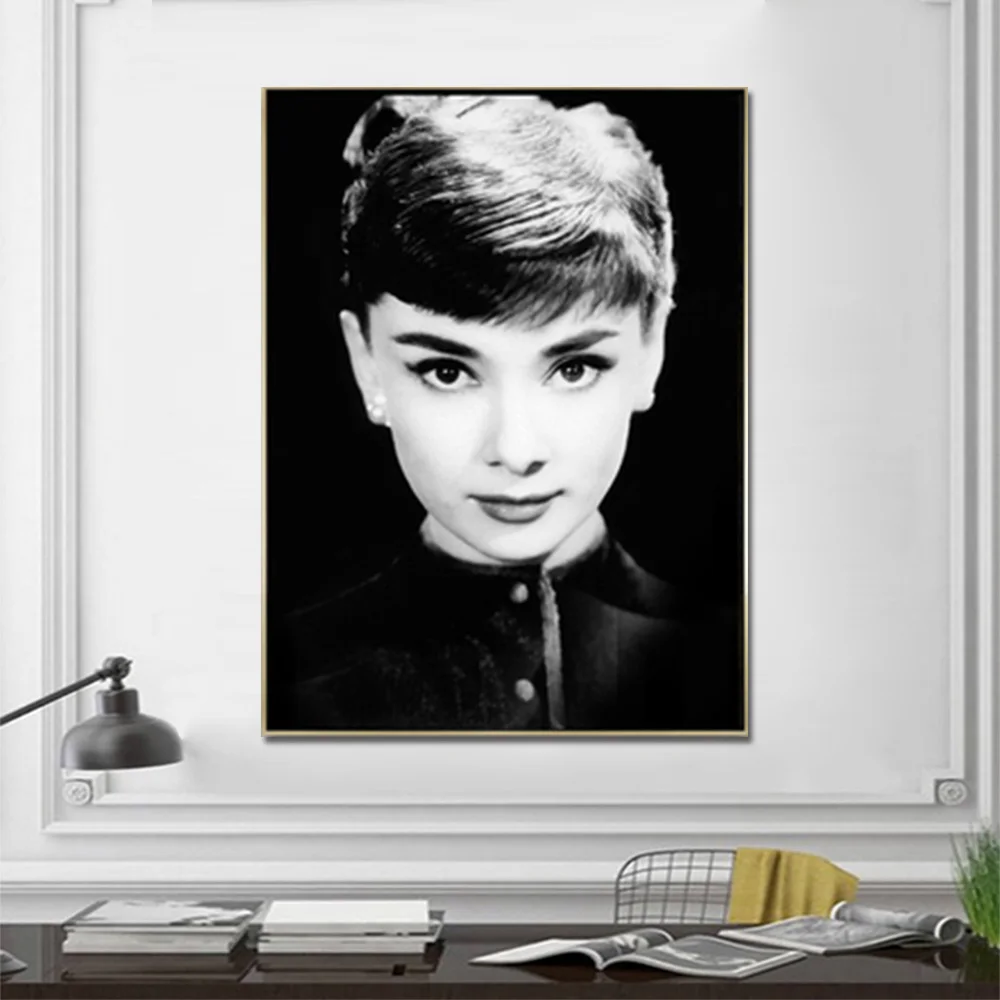 Portret Audrey Hepburn Steno Umetnosti Plakatov In Fotografij Dnevna Soba Dekoracijo Platno Barvanje Črne In Bele Slike