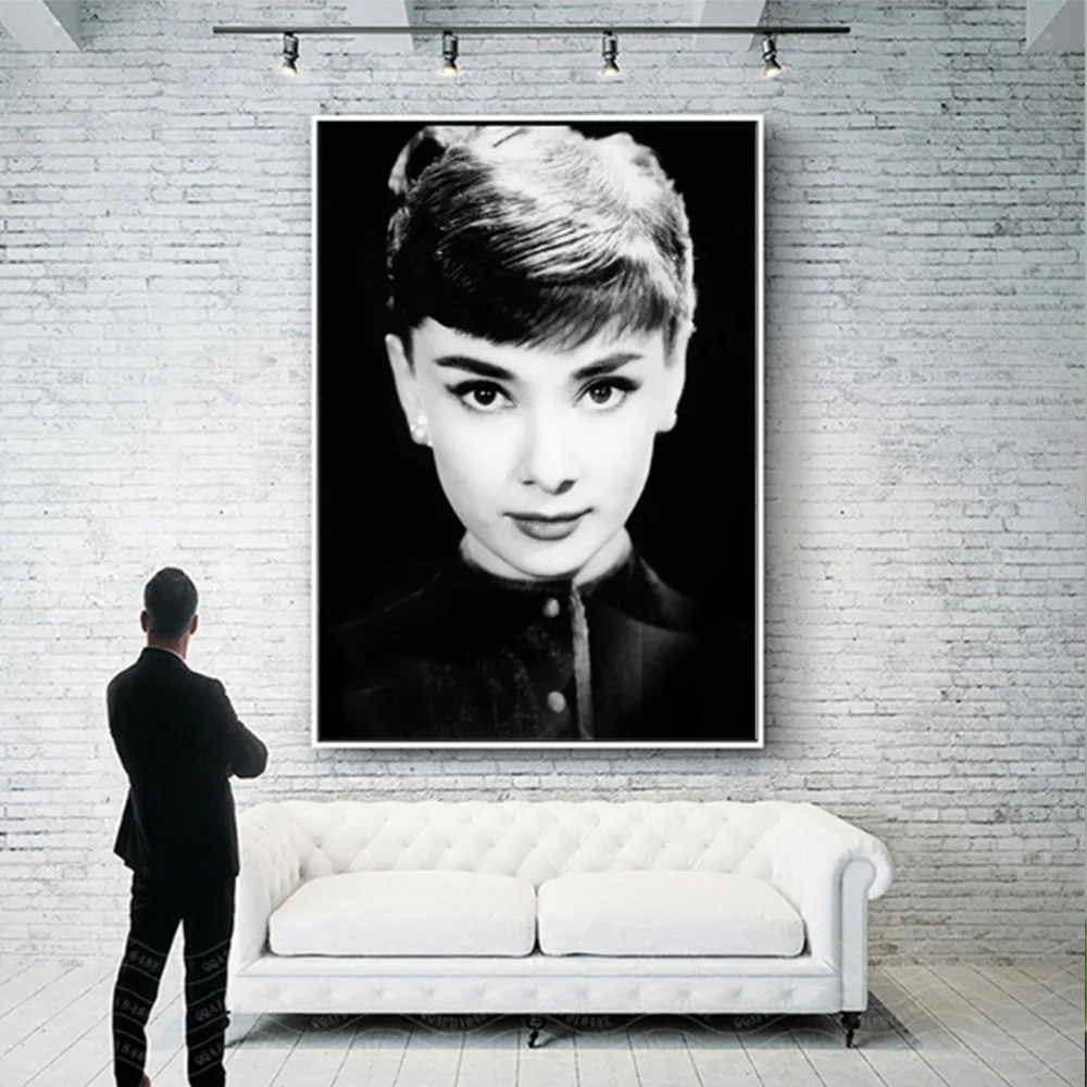 Portret Audrey Hepburn Steno Umetnosti Plakatov In Fotografij Dnevna Soba Dekoracijo Platno Barvanje Črne In Bele Slike
