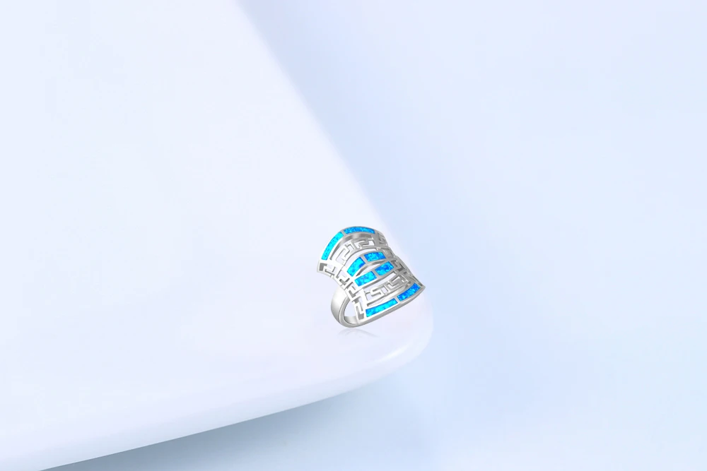 Posebno oblikovalec je novi prihod izdelki, Modni Nakit Blue Fire Opal silver plated Obroči za ženske ZDA #7 #7.5 #8 OR493