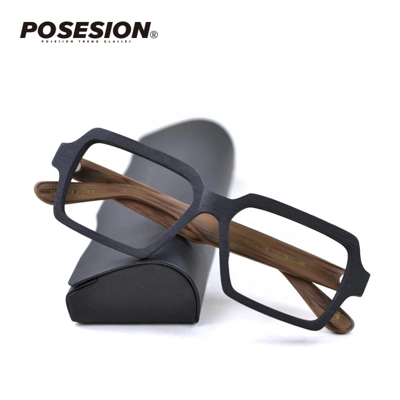 Posesion Lesa Moški Ženske Očala Okvirji Kvadratnih Prevelik Recept Optični Oči Očala Okvirji za Moške oculos de grau