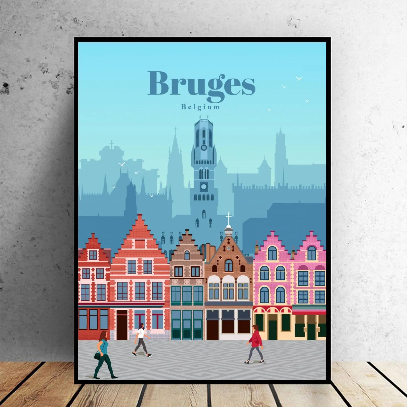 Potovanje v Brugesu Platno Potovanja plakat Wall Art Slike za Dnevni Sobi Doma Dekor Brez Okvirja
