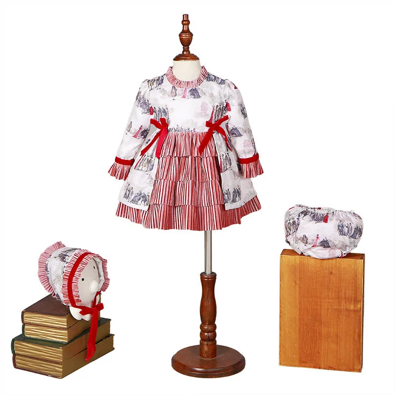 Potrditev Prodaje Letnik Otroci Oblačila Dekleta španska Princesa Rojstni dan Obleko Baby Bombaž Malčka Božič Obleko za Dekle 2T