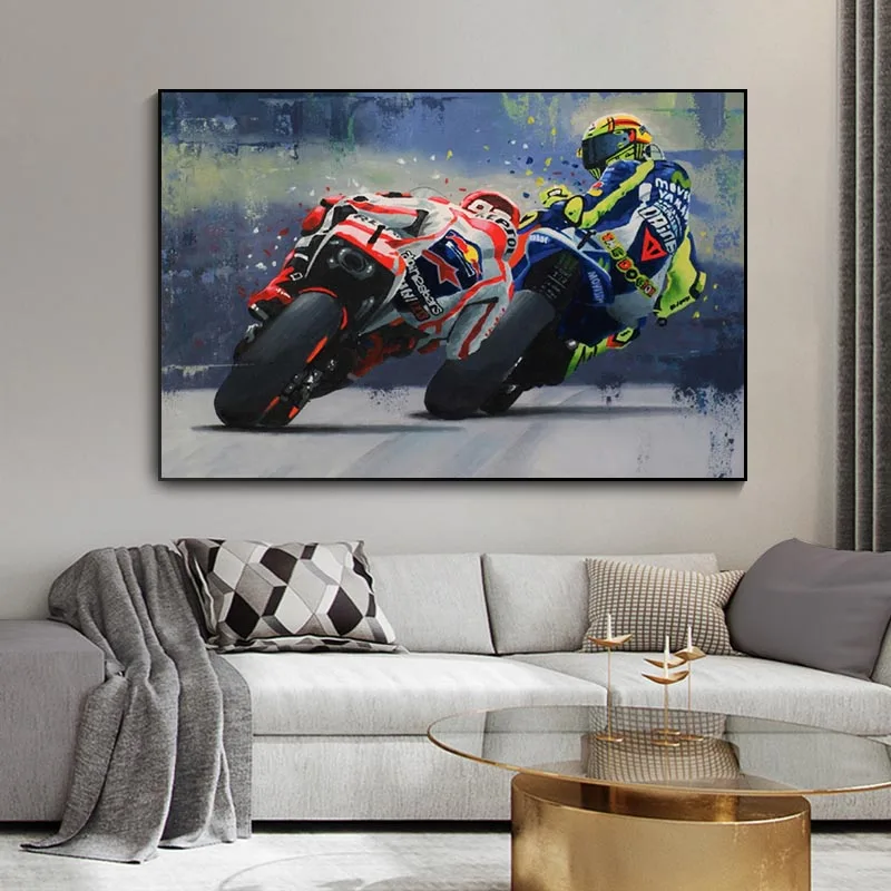 Povzetek Motocikel Platno Plakati in Tiskanje Sodobne Wall Art Grand Prix motorno kolo Dirke Slike za Dnevni Sobi Doma Dekor