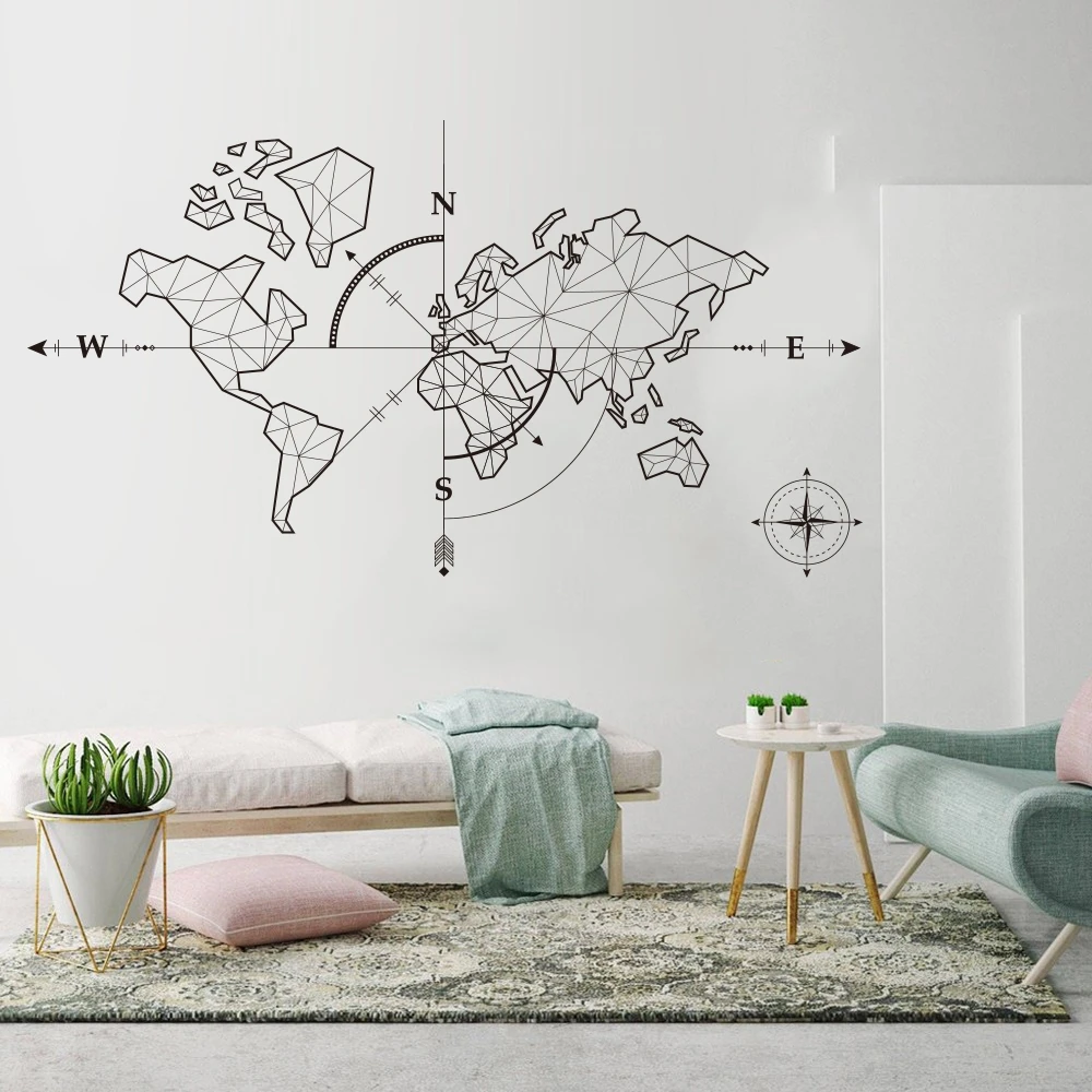Povzetek Svetovni Zemljevid, S Puščičnimi Vinilna Kompas Zemlji Stenske Nalepke Razredu Svetovni Zemljevid Potovanja Globalni Raziskovanje Avanturo Z370