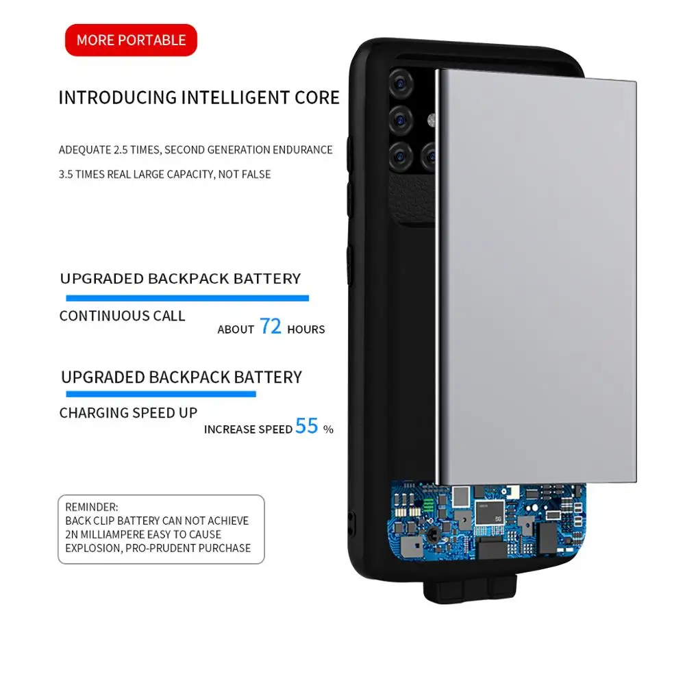 Power Bank Baterija Ohišje Za Samsung Galaxy A51 A71 5G Shockproof Polnilec Za Samsung A71 A51 Primeru Mehko Polnjenje 5000mAH