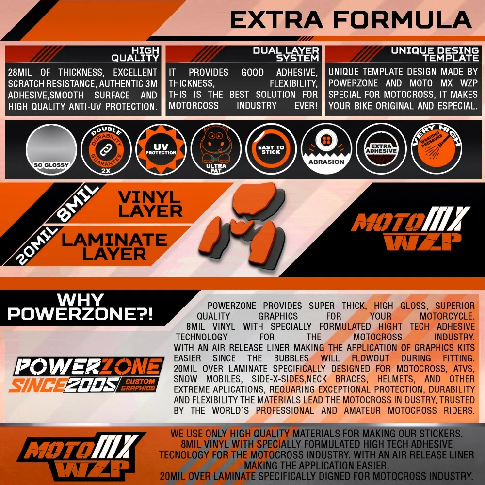 PowerZone po Meri Ekipa, Grafike, Ozadja, Decals 3M Nalepke Komplet Za KTM SX SXF MX EXC XCW Enduro 125cc za 500cc 2007-2011 011
