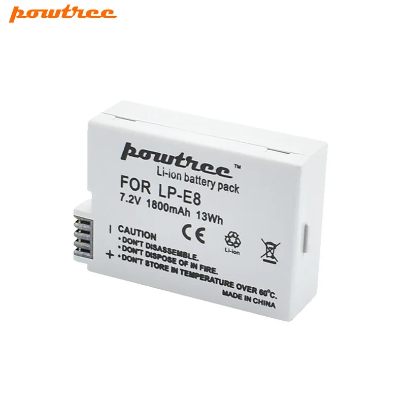 Powtree 7,2 V 1800mAh LP-E8 LP-E8 LPE8 DSLR Li-ion Baterijo Fotoaparata Za Canon EOS 600D 650D 550D 700D T4i T5i Rebel Baterije T2i
