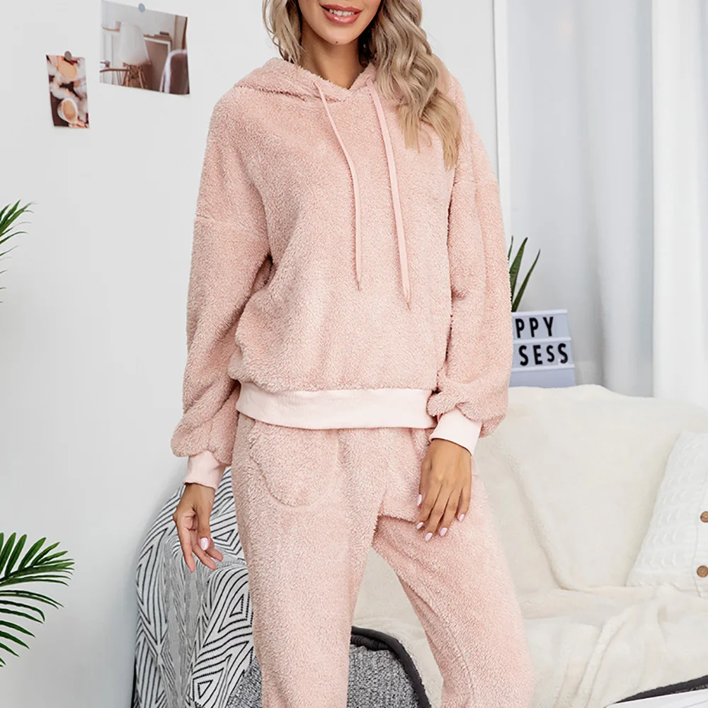 Pozimi Debel Toplo Runo Pižamo Kompleti Za Ženske Sleepwear Domov Oblačila Pajama Domov Nositi Pižame Set