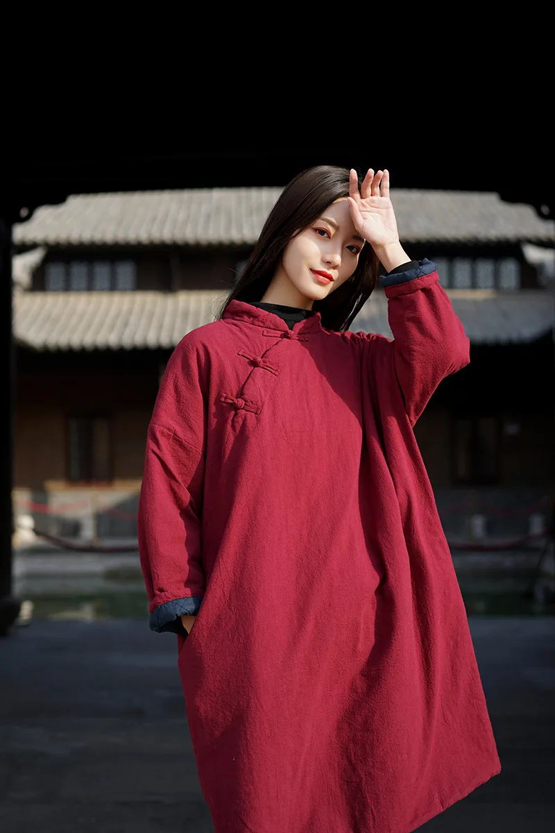 Pozimi leta 2020 nove ženske plašč kitajski državni retro stojalo ovratnik outwear gumb posnetek bombaž perilo zgostitev bombaž, oblazinjeni oblačila